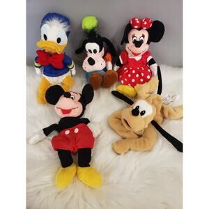 Lot 5 DISNEY FAB 5 MINI BEAN BAG ORIGINAL‎ Mickey Minnie Goofy Donald Pluto